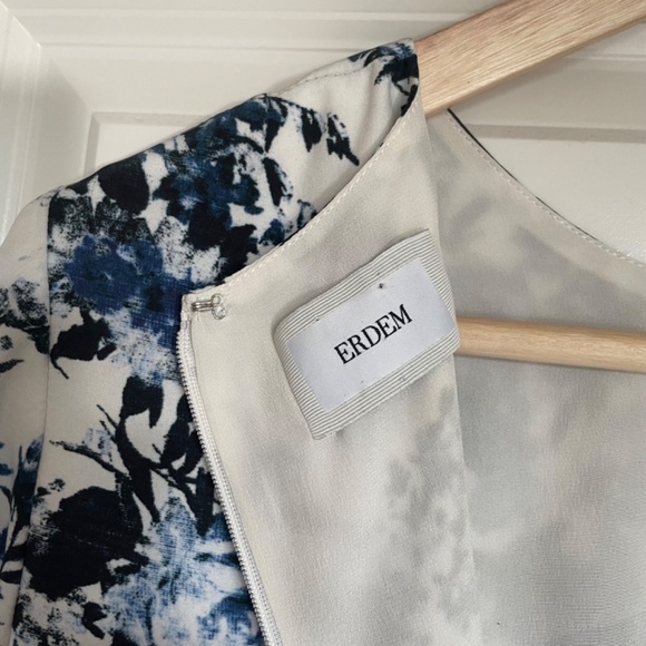 ERDEM Emma Blue & White Floral Silk Shift Dress Size 2 XS EUC - Picture 3 of 6